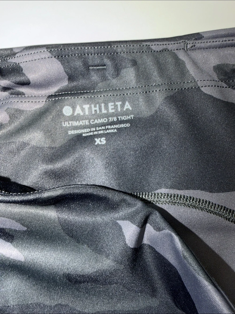Athleta Camo Leggings - Black/Grey Stretch Bottoms
